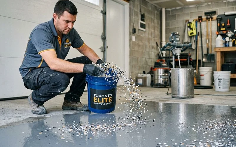 Broadcasting flake during epoxy install